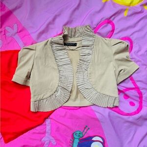 Rinascimento Cropped Blazer / Jacket with Ruffled Pleated Collar